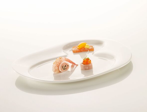 Nabur Teller mit Fisch und Garnelen
